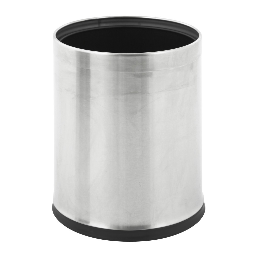 Illustration du produit: Corbeille à papier à double paroi, ronde, 10 litres, acier inoxydable mat