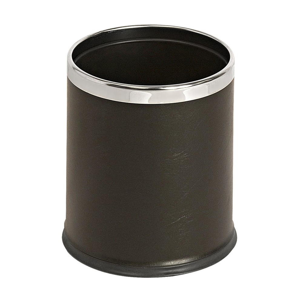 Illustration du produit: Corbeille à papier aspect cuir, double paroi, 10 litres, noir, chromé