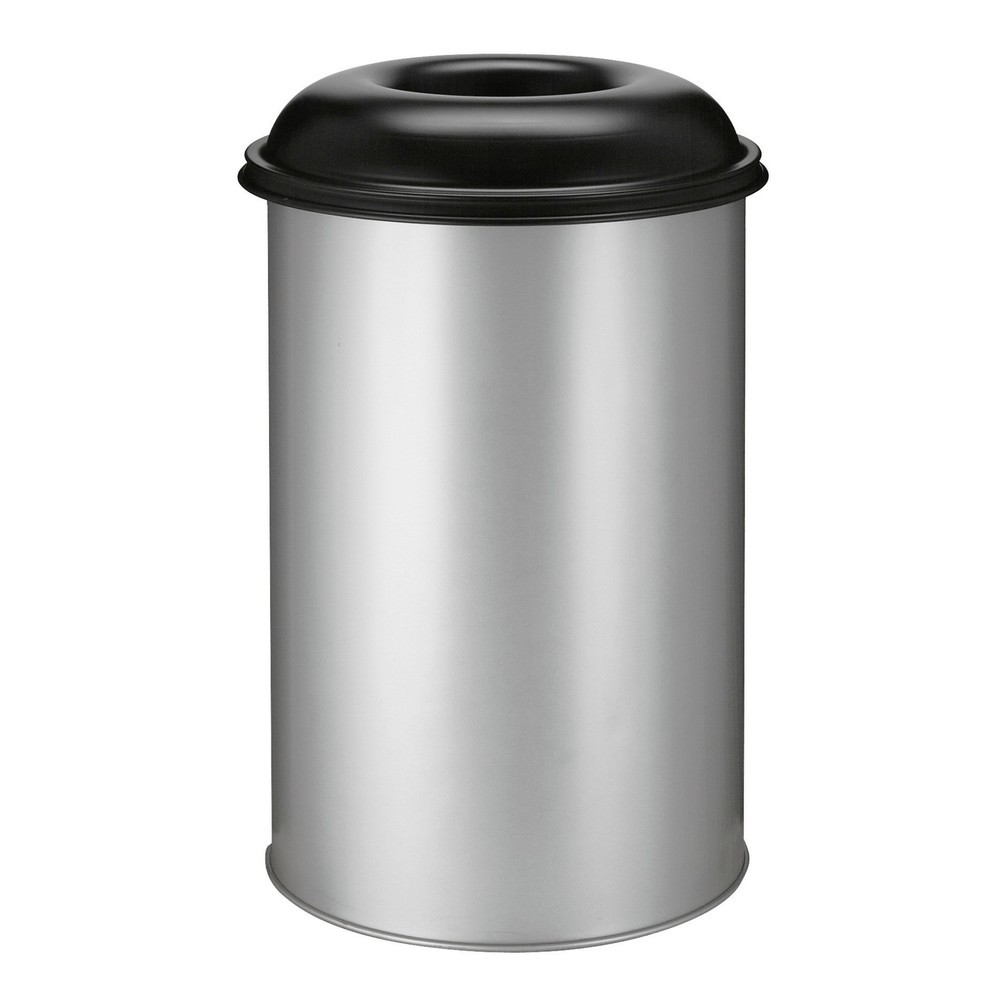 Illustration du produit: Corbeille à papier de sécurité, auto-extinguible, acier, 200 litres, gris aluminium, noir