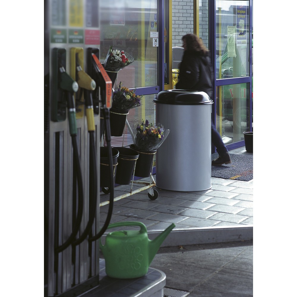 N° de l'image du produit 2 : Corbeille à papier de sécurité, auto-extinguible, acier, 200 litres, gris aluminium, noir