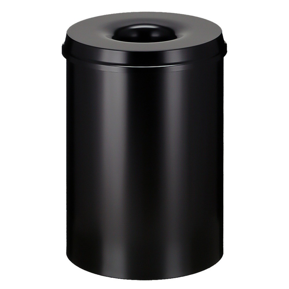 Illustration du produit: Corbeille à papier de sécurité, auto-extinguible, acier, 30 litres, noir