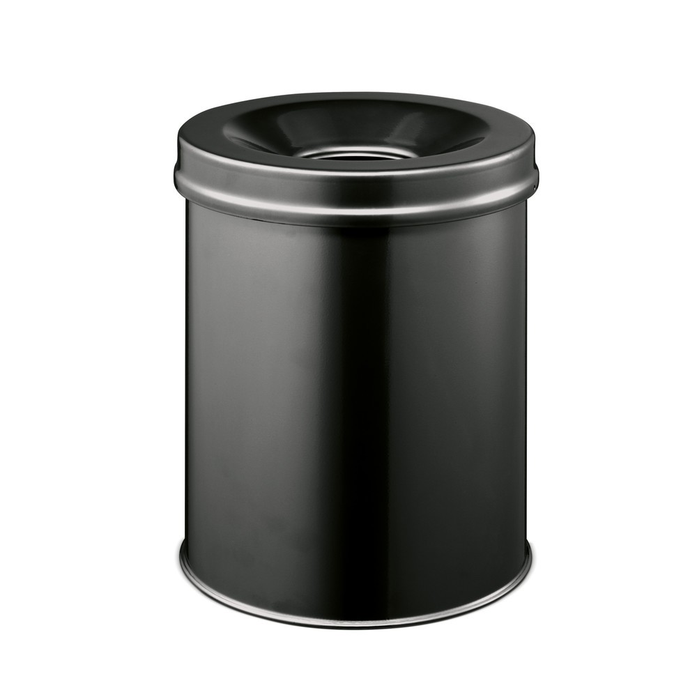 Numéro de l'image du produit 1: DURABLE® Corbeille à papier de sécurité, en acier, 15 litres, couvercle étouffoir, noire
