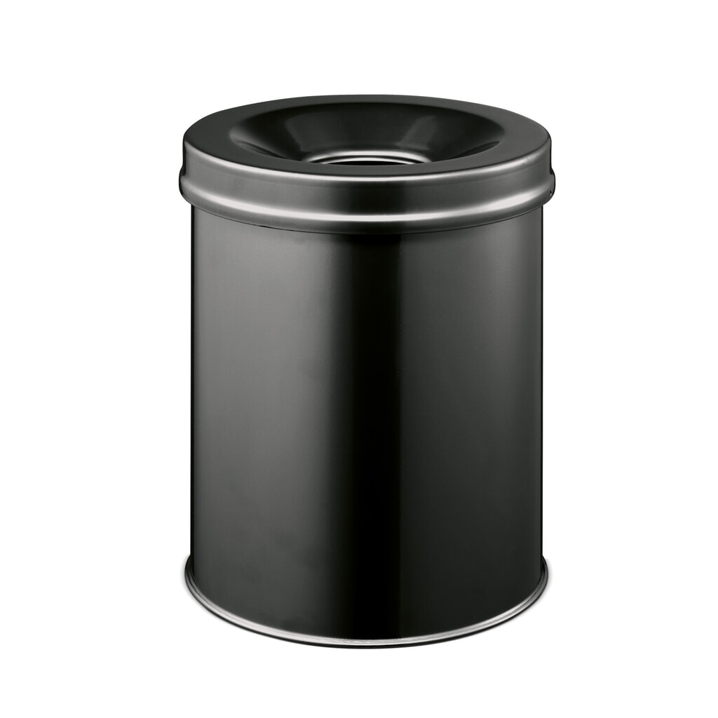 N° de l'image du produit 1 : DURABLE® Corbeille à papier de sécurité, en acier, 15 litres, couvercle étouffoir, noire