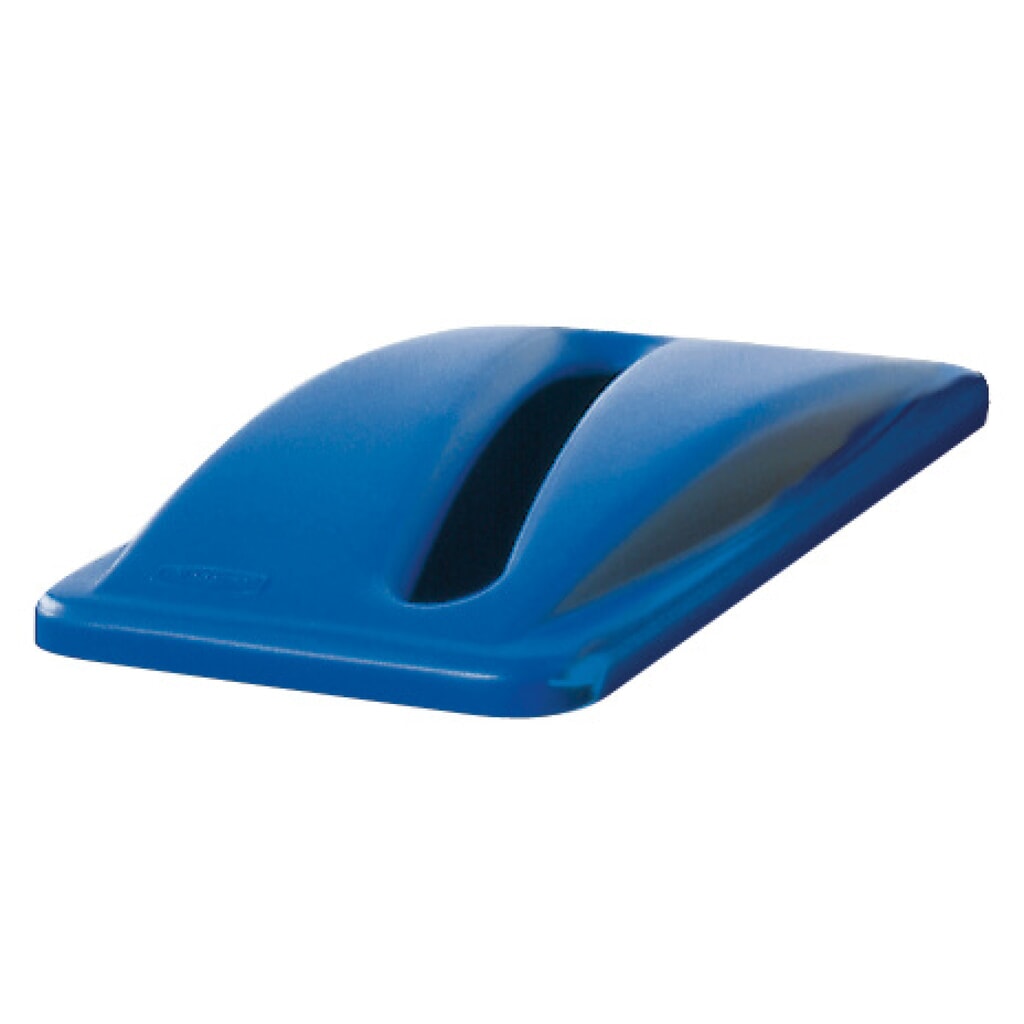 Illustration du produit: Couvercle en plastique pour collecteurs de recyclage Rubbermaid® Slim Jim®, 60 et 87 litres, ouverture pour papier, bleu