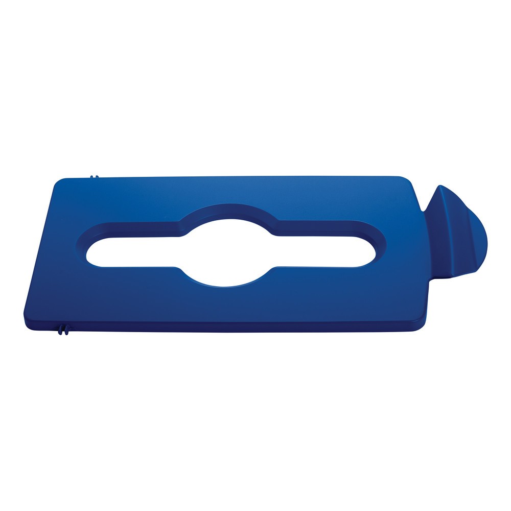 Illustration du produit: Couvercle pour station de recyclage Rubbermaid® Slim Jim, ouverture pour déchets recyclables mélangés, bleu