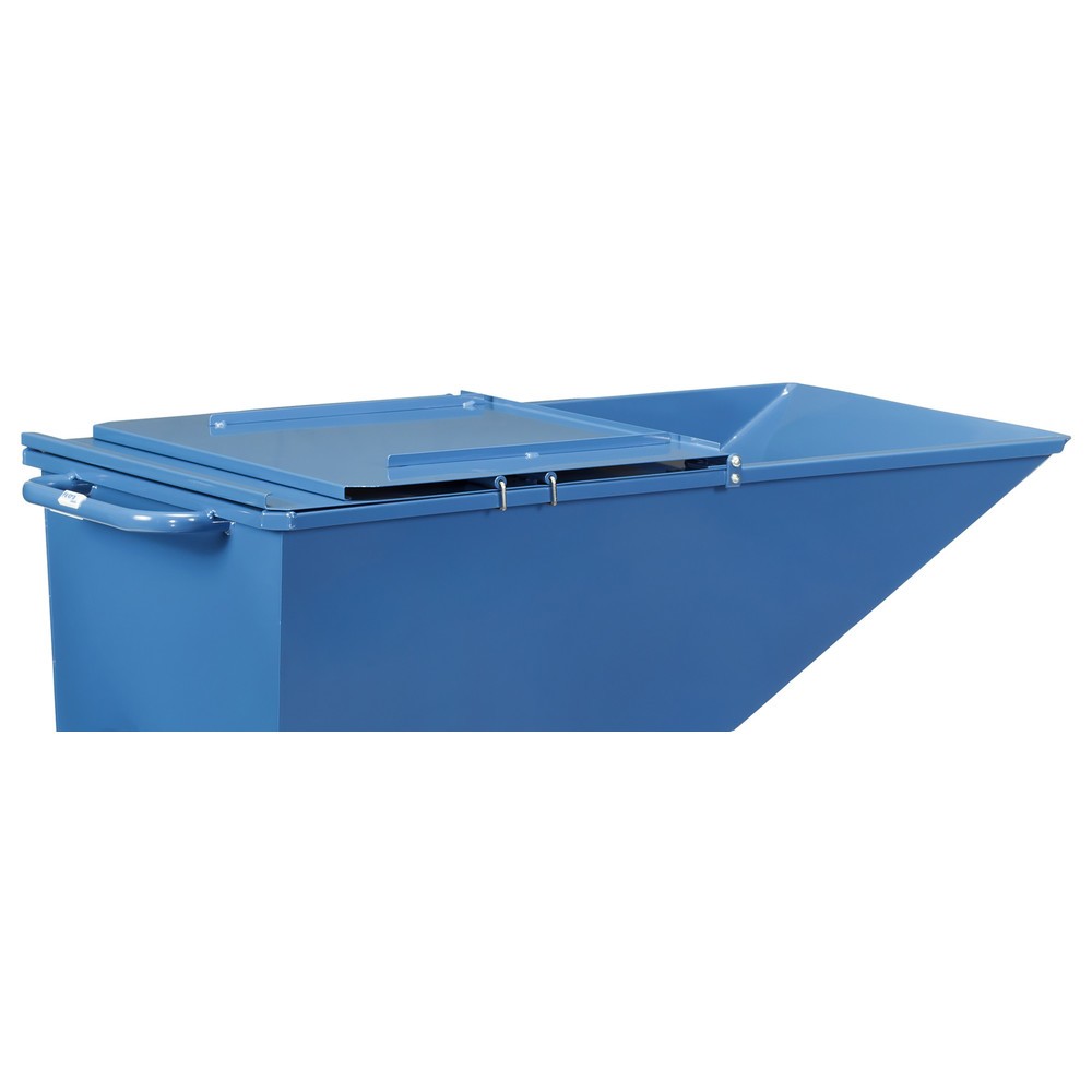Numéro de l'image du produit 2: Couvercle rabattable pour benne basculante fetra® à roulettes, 0,25 m³, bleu