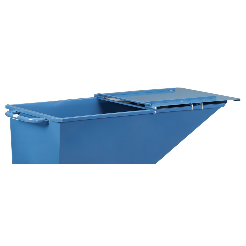 Numéro de l'image du produit 3: Couvercle rabattable pour benne basculante fetra® à roulettes, 0,25 m³, bleu