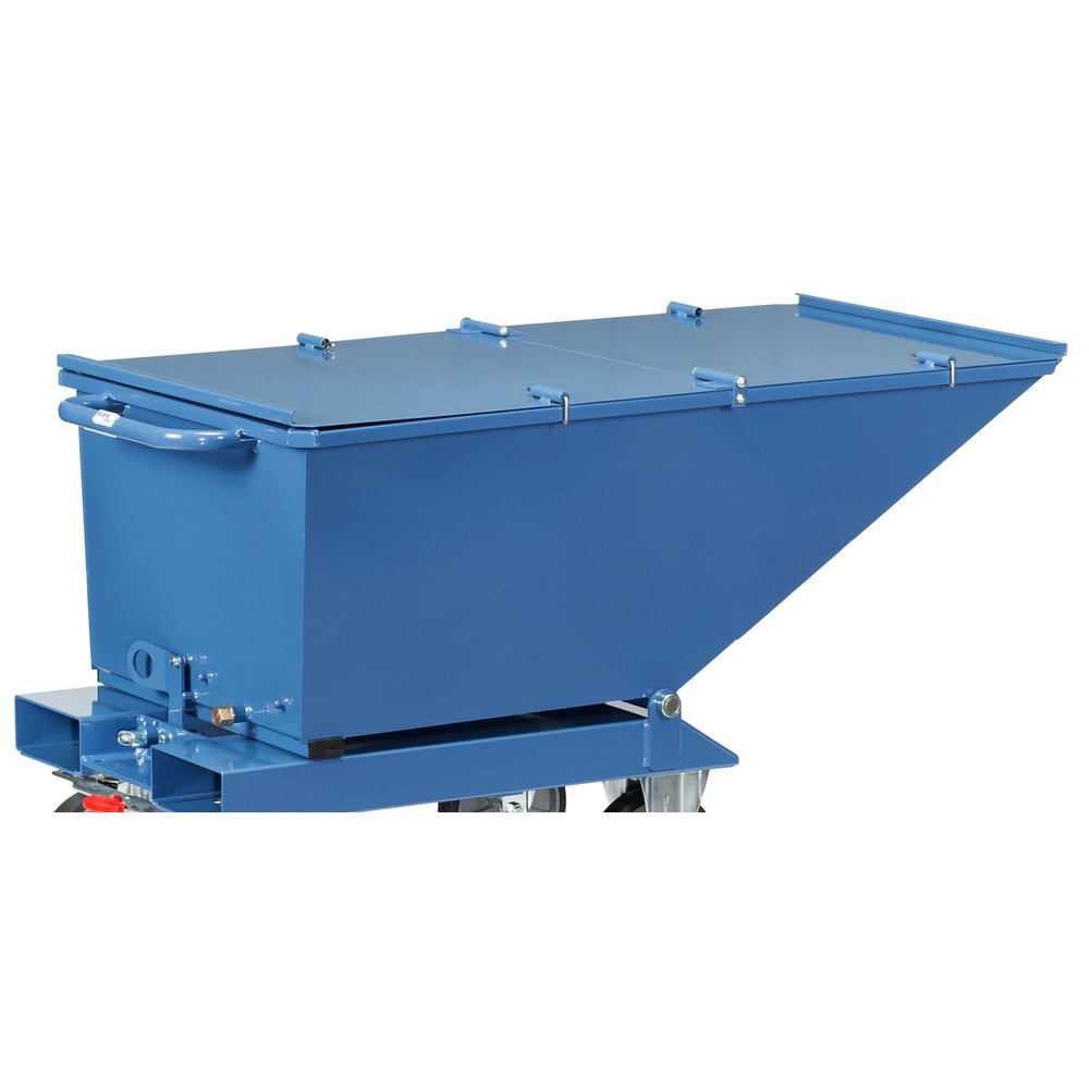 Illustration du produit: Couvercle rabattable pour benne basculante fetra® à roulettes, 0,25 m³, bleu