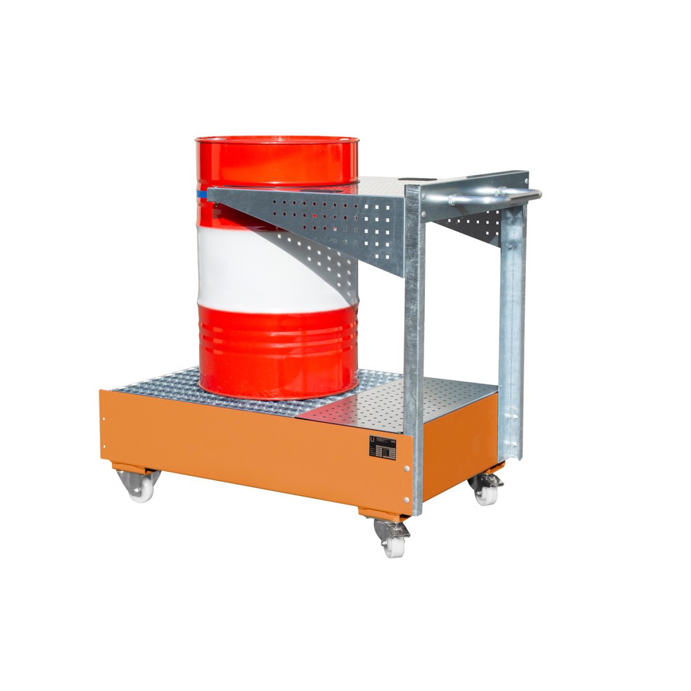 Numéro de l'image du produit 2: Cuve mobile LPW, avec console à plaques perforées et sangle d'arrimage, jaune-orange
