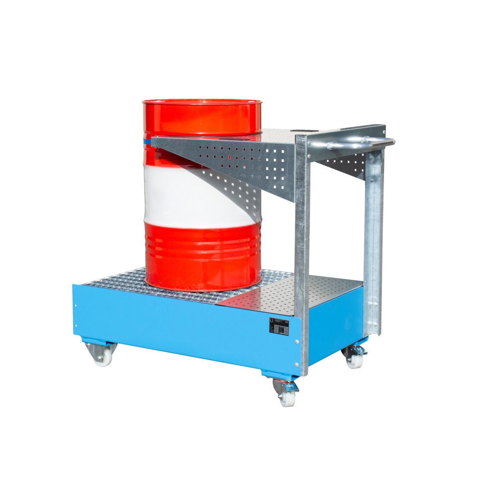 Numéro de l'image du produit 2: Cuve mobile LPW, avec console à plaques perforées et sangle d'arrimage, bleu clair