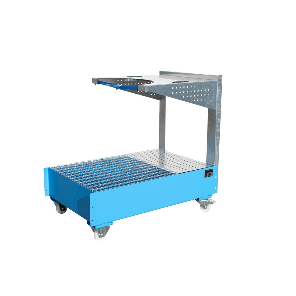 Numéro de l'image du produit 3: Cuve mobile LPW, avec console à plaques perforées et sangle d'arrimage, bleu clair