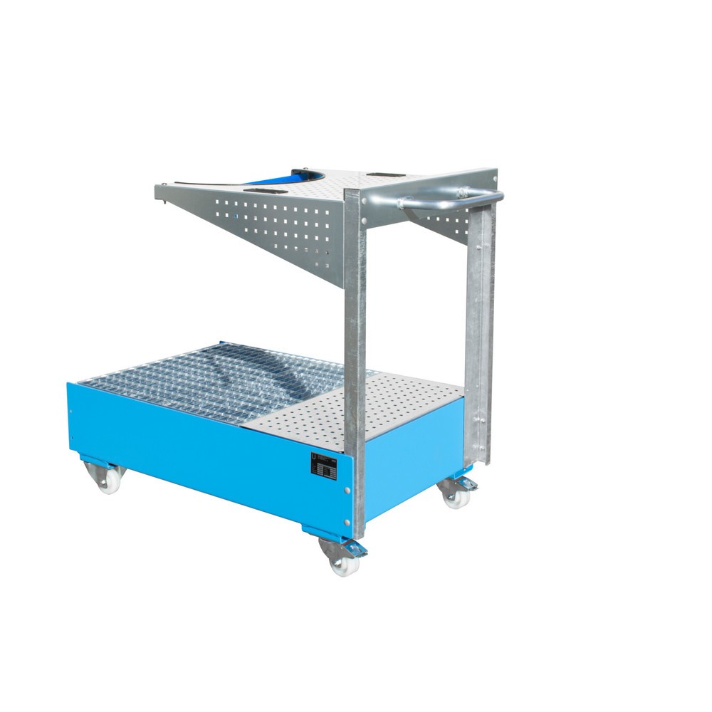 Numéro de l'image du produit 1: Cuve mobile LPW, avec console à plaques perforées et sangle d'arrimage, bleu clair