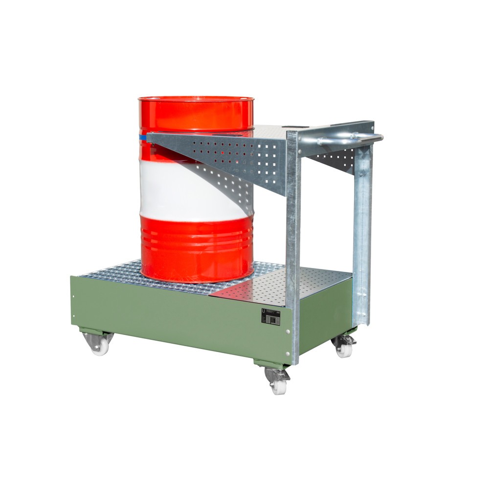 Numéro de l'image du produit 2: Cuve mobile LPW, avec console à plaques perforées et sangle d'arrimage, vert réséda