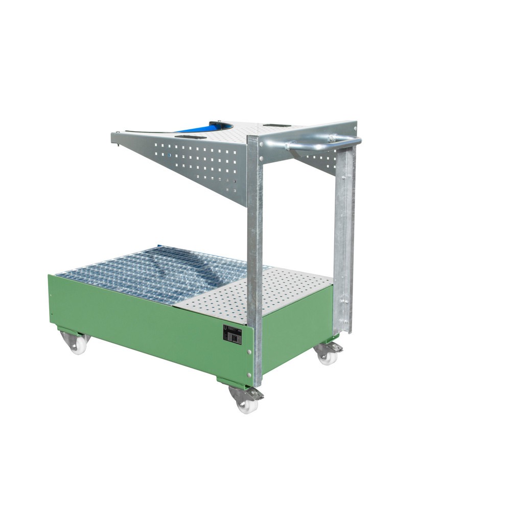 Numéro de l'image du produit 1: Cuve mobile LPW, avec console à plaques perforées et sangle d'arrimage, vert réséda