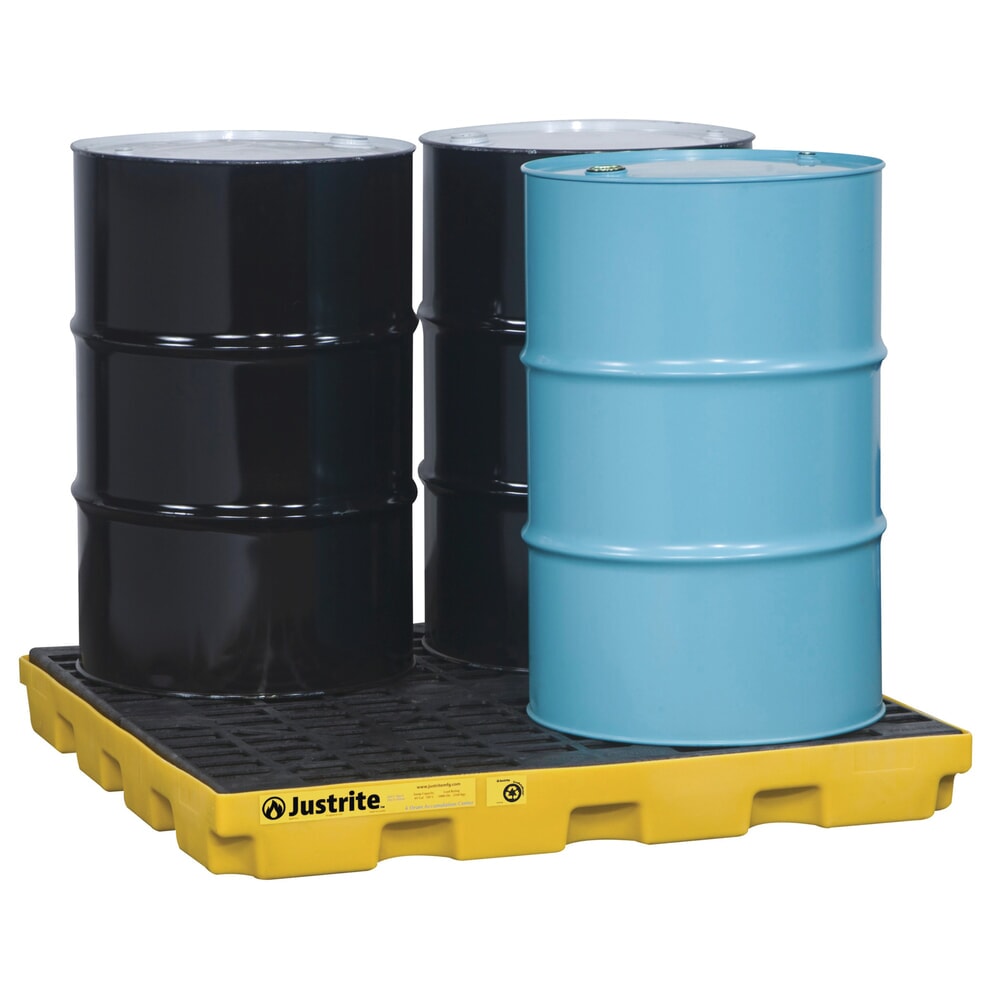 N° de l'image du produit 2 : Bac plat en PE Justrite, 4 x 200 l, capacité 185 l, jaune