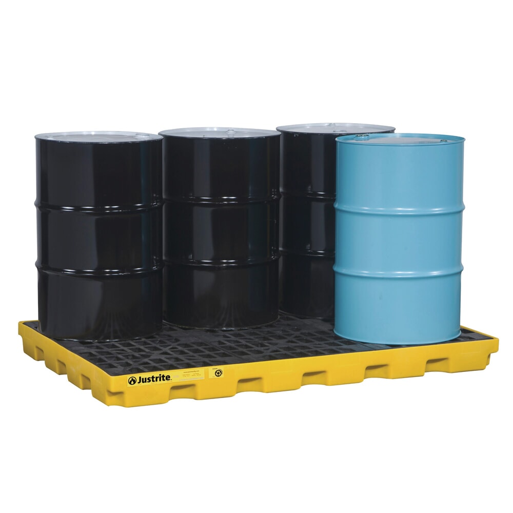 N° de l'image du produit 1 : Bac plat en PE Justrite, 6 x 200 l, capacité 276 l, jaune