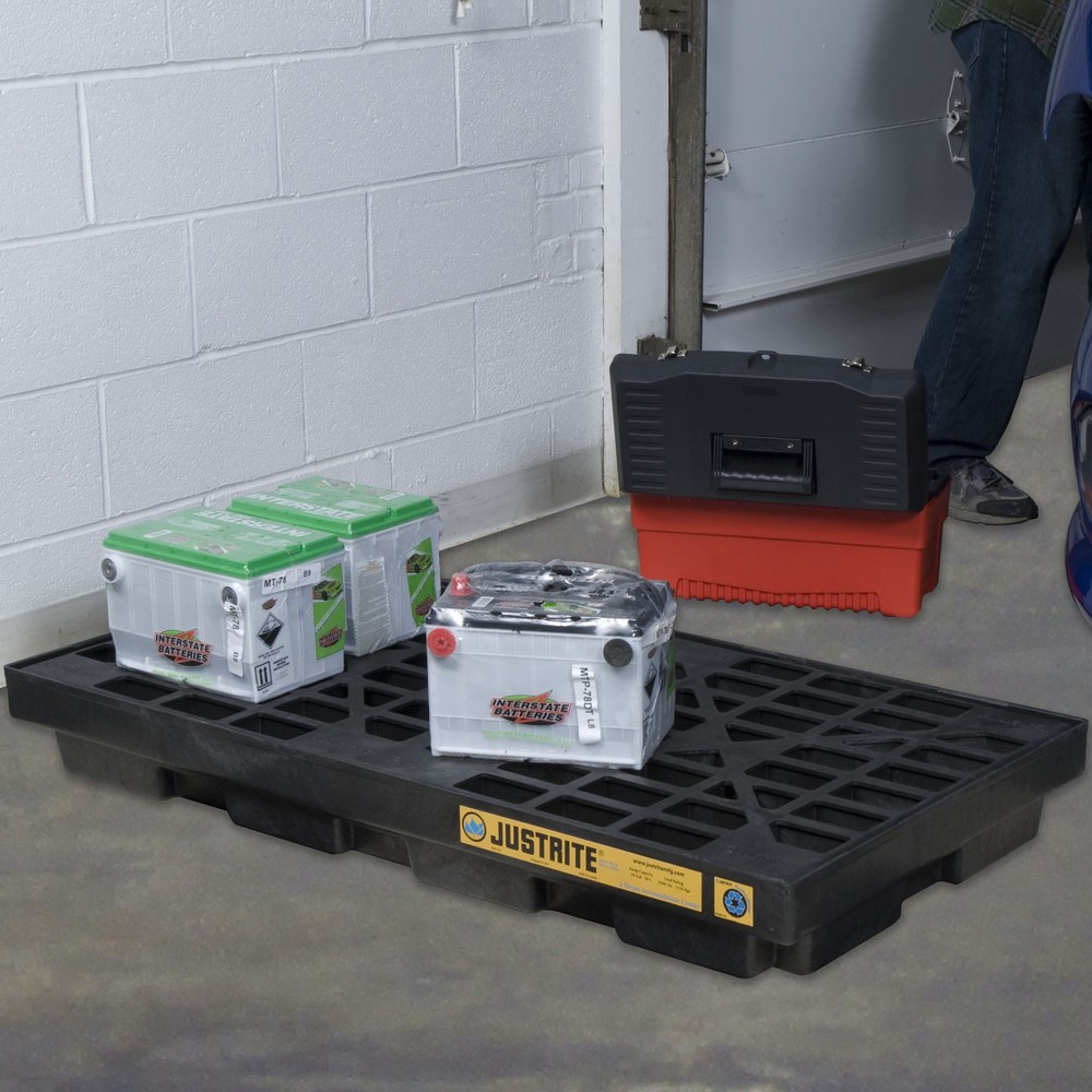 Numéro de l'image du produit 3: Bac plat en PE Justrite, 2 x 200 l, capacité 90 l, noir
