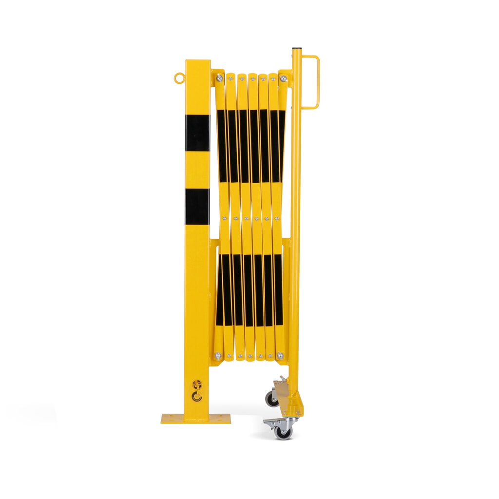 dancop Barrière extensible, 1 pied à roulette, 1 borne, largeur 3 600 mm, jaune/noir Illustration du produit: dancop Barrière extensible, 1 pied à roulette, 1 borne, largeur 3 600 mm, jaune/noir