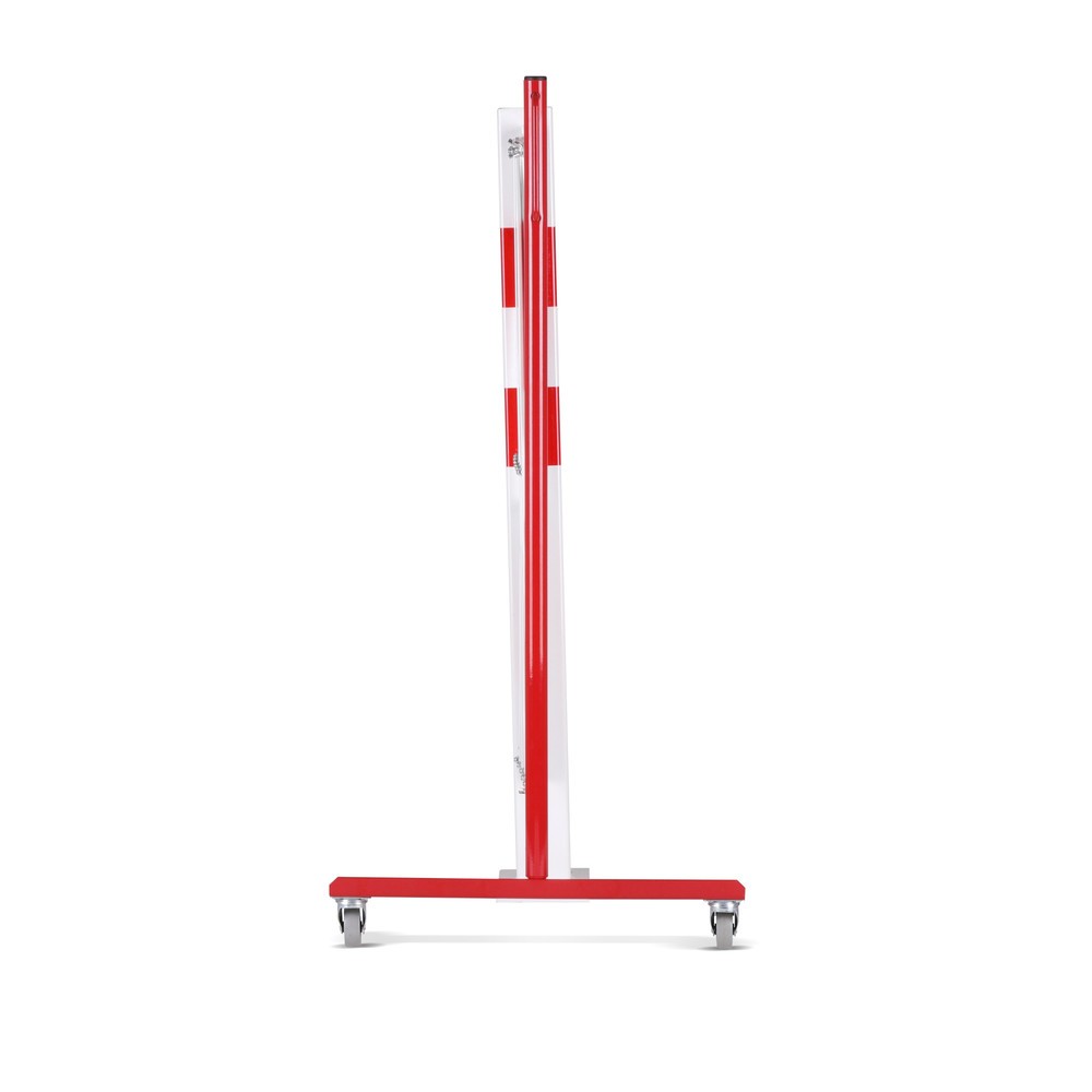 N° de l'image du produit 4 : dancop Barrière extensible, 1 pied à roulette, 1 borne, largeur 4 000 mm, rouge/blanc