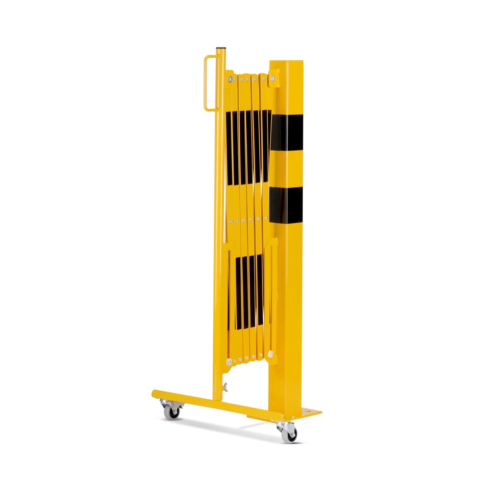 dancop Barrière extensible, 1 pied à roulette, 1 borne, largeur 3 600 mm, jaune/noir N° de l'image du produit 5 : dancop Barrière extensible, 1 pied à roulette, 1 borne, largeur 3 600 mm, jaune/noir