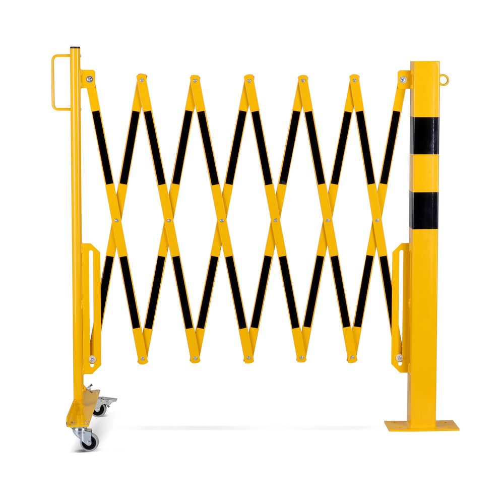 Numéro de l'image du produit 5: dancop Barrière extensible, 1 pied à roulette, 1 borne, largeur 3 600 mm, jaune/noir