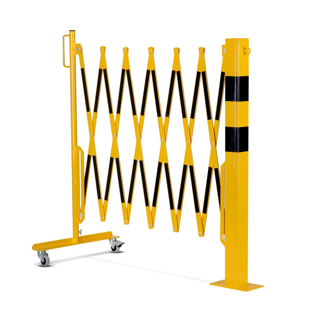 dancop Barrière extensible, 1 pied à roulette, 1 borne, largeur 3 600 mm, jaune/noir N° de l'image du produit 7 : dancop Barrière extensible, 1 pied à roulette, 1 borne, largeur 3 600 mm, jaune/noir