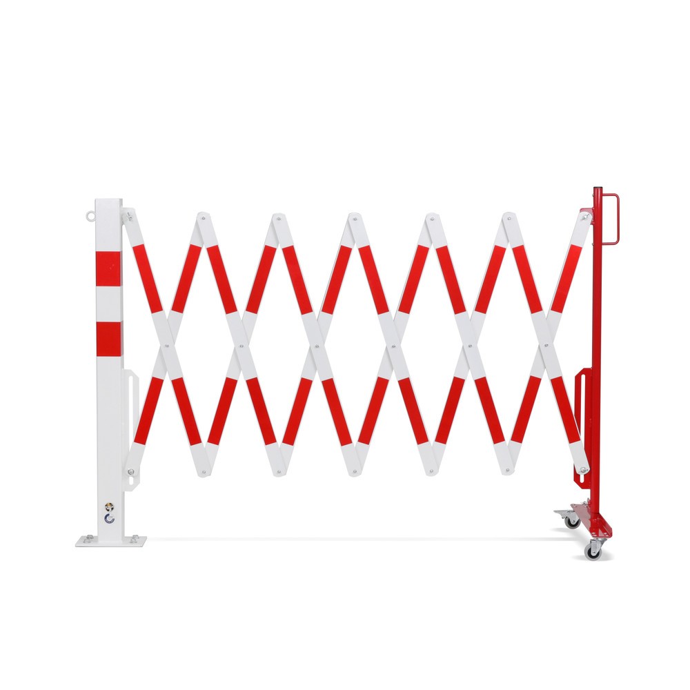 N° de l'image du produit 12 : dancop Barrière extensible, 1 pied à roulette, 1 borne, largeur 4 000 mm, rouge/blanc