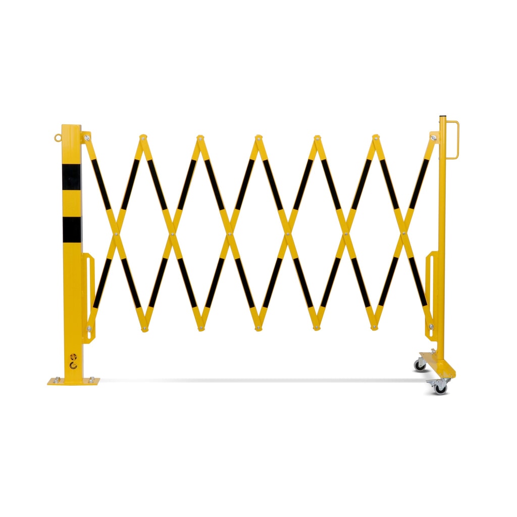 N° de l'image du produit 12 : dancop Barrière extensible, 1 pied à roulette, 1 borne, largeur 3 600 mm, jaune/noir