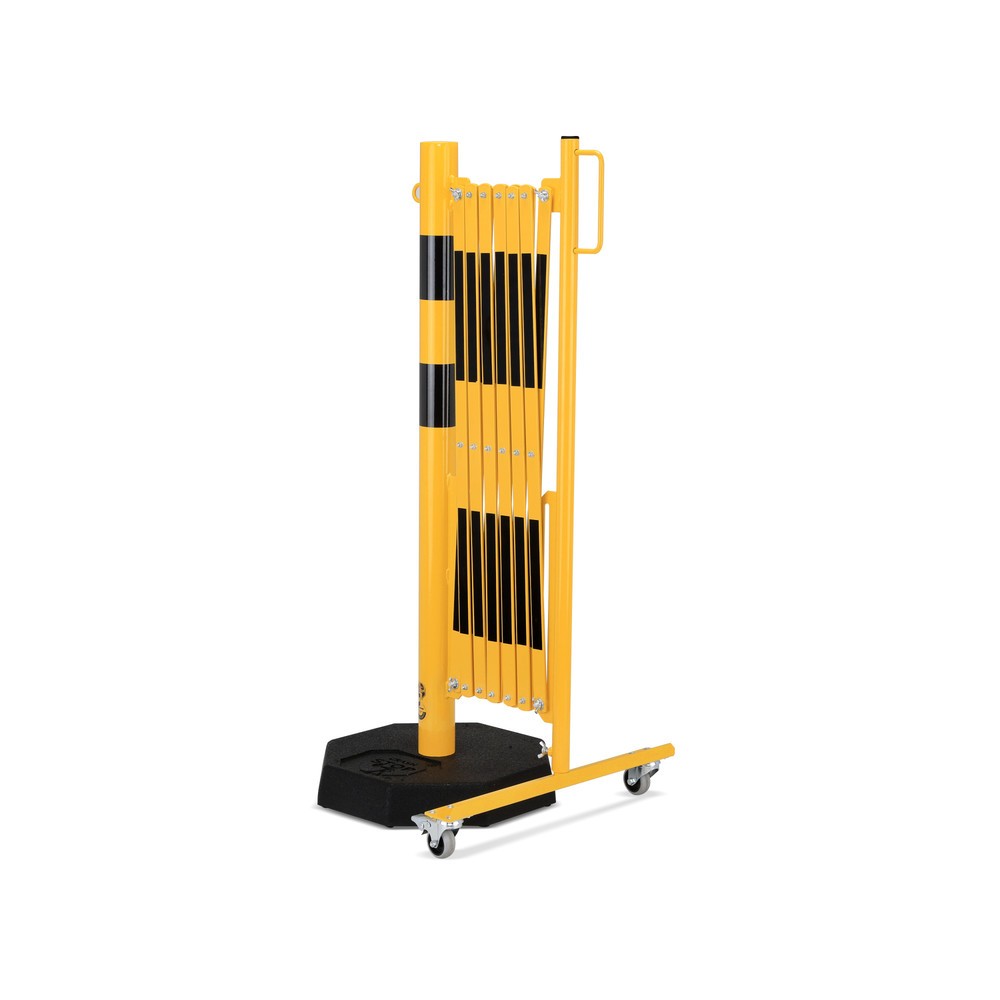Numéro de l'image du produit 2: dancop Barrière extensible, 1 pied à roulette, 1 poteau stabilisateur, largeur 3 600 mm, jaune/noir