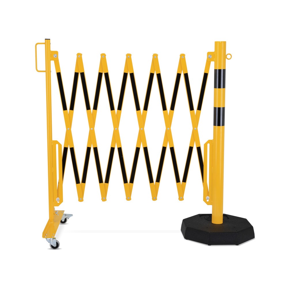 Numéro de l'image du produit 5: dancop Barrière extensible, 1 pied à roulette, 1 poteau stabilisateur, largeur 3 600 mm, jaune/noir