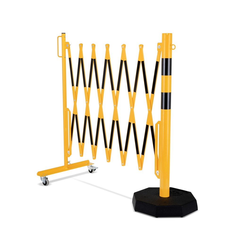 Numéro de l'image du produit 6: dancop Barrière extensible, 1 pied à roulette, 1 poteau stabilisateur, largeur 3 600 mm, jaune/noir
