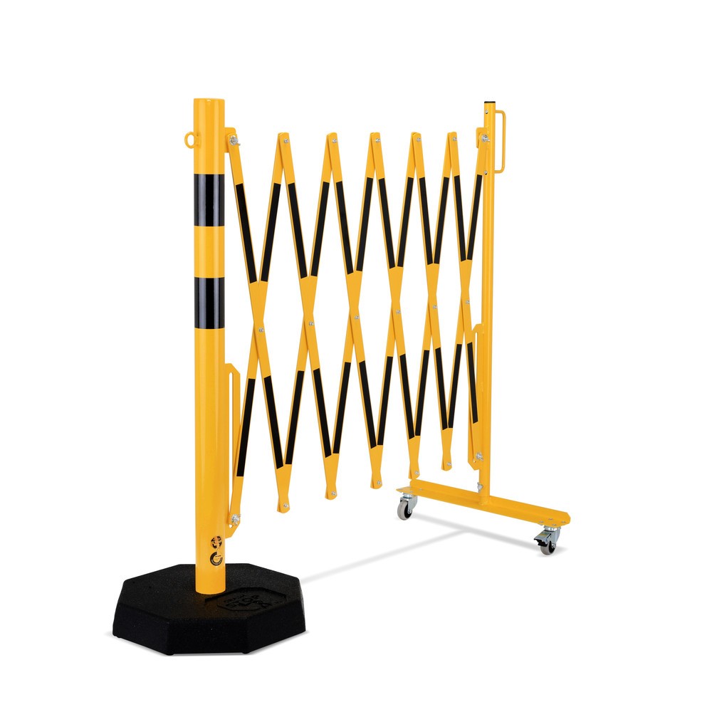 Numéro de l'image du produit 8: dancop Barrière extensible, 1 pied à roulette, 1 poteau stabilisateur, largeur 3 600 mm, jaune/noir