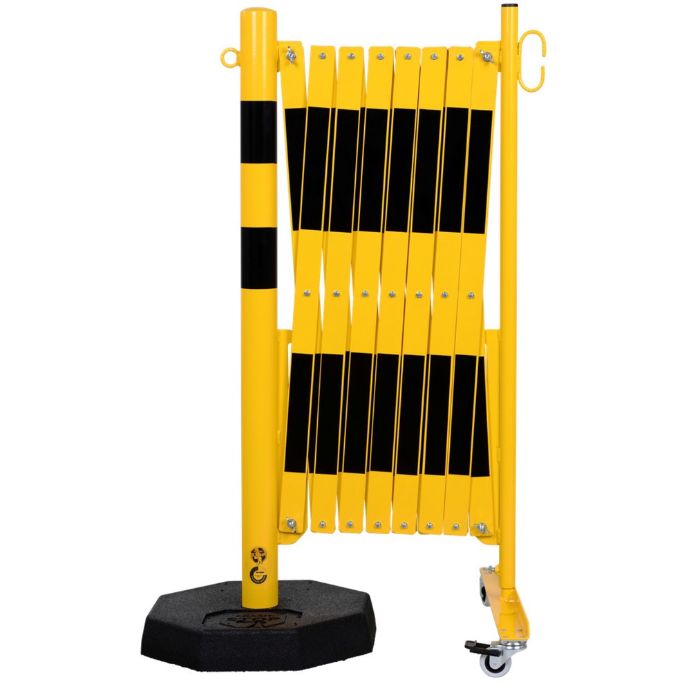 N° de l'image du produit 3 : dancop Barrière extensible, 1 pied à roulette, 1 poteau stabilisateur, largeur 4 000 mm, jaune/noir