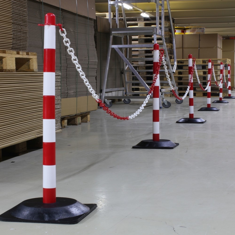 Numéro de l'image du produit 4: dancop Jeu de potelets à chaîne KPS, chaîne en plastique de 10 m, rouge/blanc, 6 pcs/UV