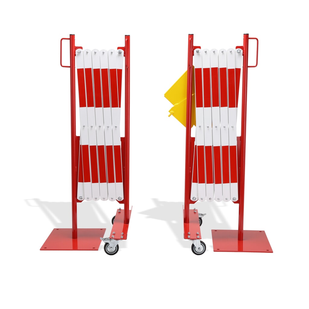 dancop Kit de barrière extensible, 2 pieds à roulette, 2 plaques de base, largeur 2 x 2 000 mm, rouge/blanc Illustration du produit: dancop Kit de barrière extensible, 2 pieds à roulette, 2 plaques de base, largeur 2 x 2 000 mm, rouge/blanc