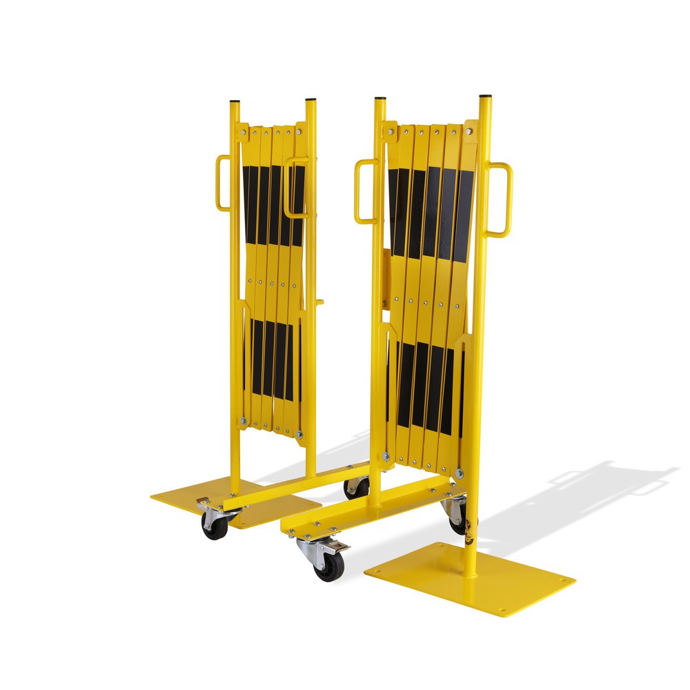 Numéro de l'image du produit 2: dancop Kit de barrière extensible, 2 pieds à roulette, 2 plaques de base, largeur 2 x 2 000 mm, jaune/noir