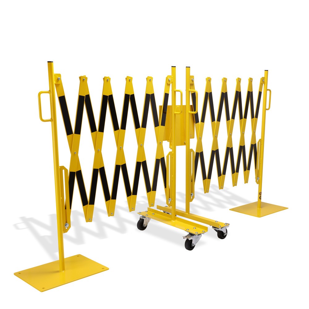 Numéro de l'image du produit 8: dancop Kit de barrière extensible, 2 pieds à roulette, 2 plaques de base, largeur 2 x 2 000 mm, jaune/noir