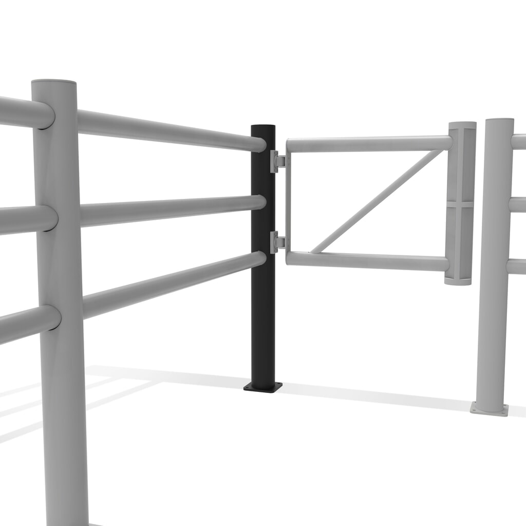 N° de l'image du produit 11 : dancop Poteau d’extrémité pour porte battante de garde-corps de sécurité « Delta », Ø 110 mm, hauteur 1 200 mm, 90°, droite