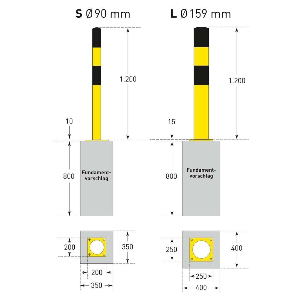 MORAVIA Borne de protection, à cheviller, pour l’extérieur, hauteur 1 200 mm, Ø 90 mm N° de l'image du produit 5 : MORAVIA Borne de protection, à cheviller, pour l’extérieur, hauteur 1 200 mm, Ø 90 mm