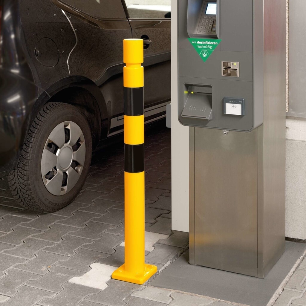 Déflecteur FLEX MORAVIA, en TPU, à cheviller, H x Ø 1 000 x 80 mm, jaune/noir N° de l'image du produit 4 : Déflecteur FLEX MORAVIA, en TPU, à cheviller, H x Ø 1 000 x 80 mm, jaune/noir