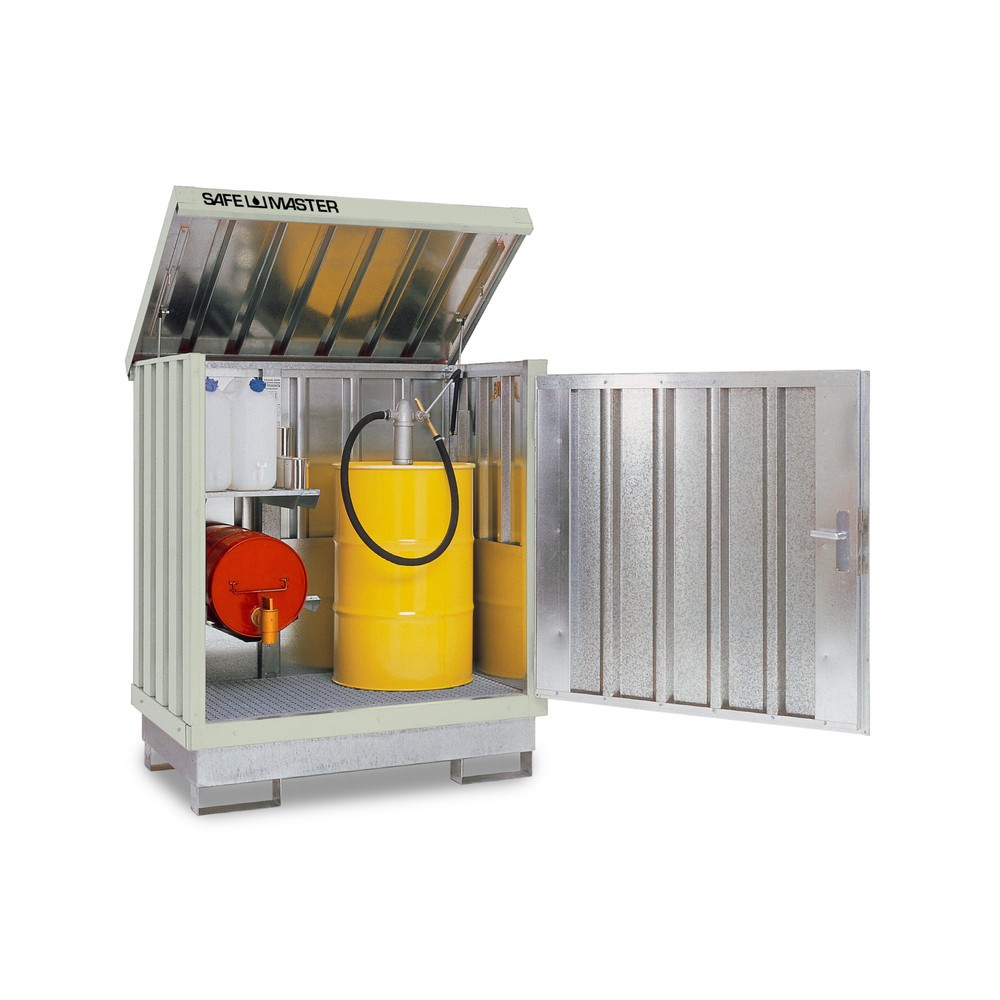 Numéro de l'image du produit 1: Dépôt de Matériau dangereuses, galvanisé et peint, 2x 200 litres, HxLxP 1,685 x 1,420 x 1,080 mm, blanc gris