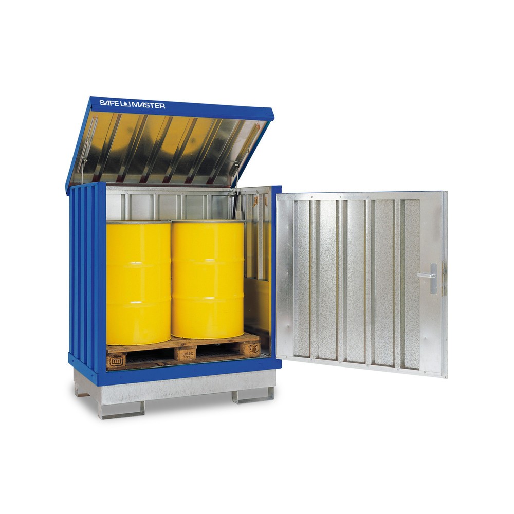 Numéro de l'image du produit 1: Dépôt de Matériau dangereuses, galvanisé et peint, 2x 200 litres, HxLxP 1,685 x 1,420 x 1,080 mm, bleu gentiane