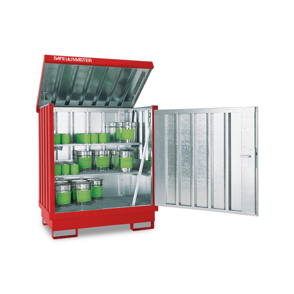 Numéro de l'image du produit 1: Dépôt de Matériau dangereuses, galvanisé et peint, 2x 200 litres, HxLxP 1,685 x 1,420 x 1,080 mm, rouge feu