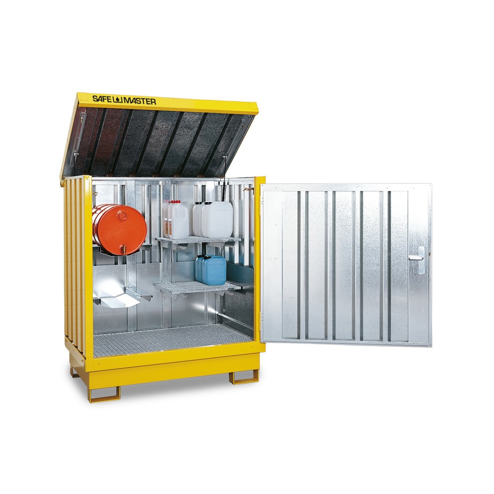 Numéro de l'image du produit 1: Dépôt de Matériau dangereuses, galvanisé et peint, 2x 200 litres, HxLxP 1,685 x 1,420 x 1,080 mm, jaune de sécurité
