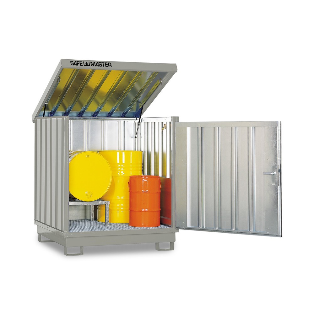 Numéro de l'image du produit 1: Dépôt de Matériau dangereuses, galvanisé et peint, 4x 200 litres, HxLxP 1,610 x 1,420 x 1,490 mm, blanc gris