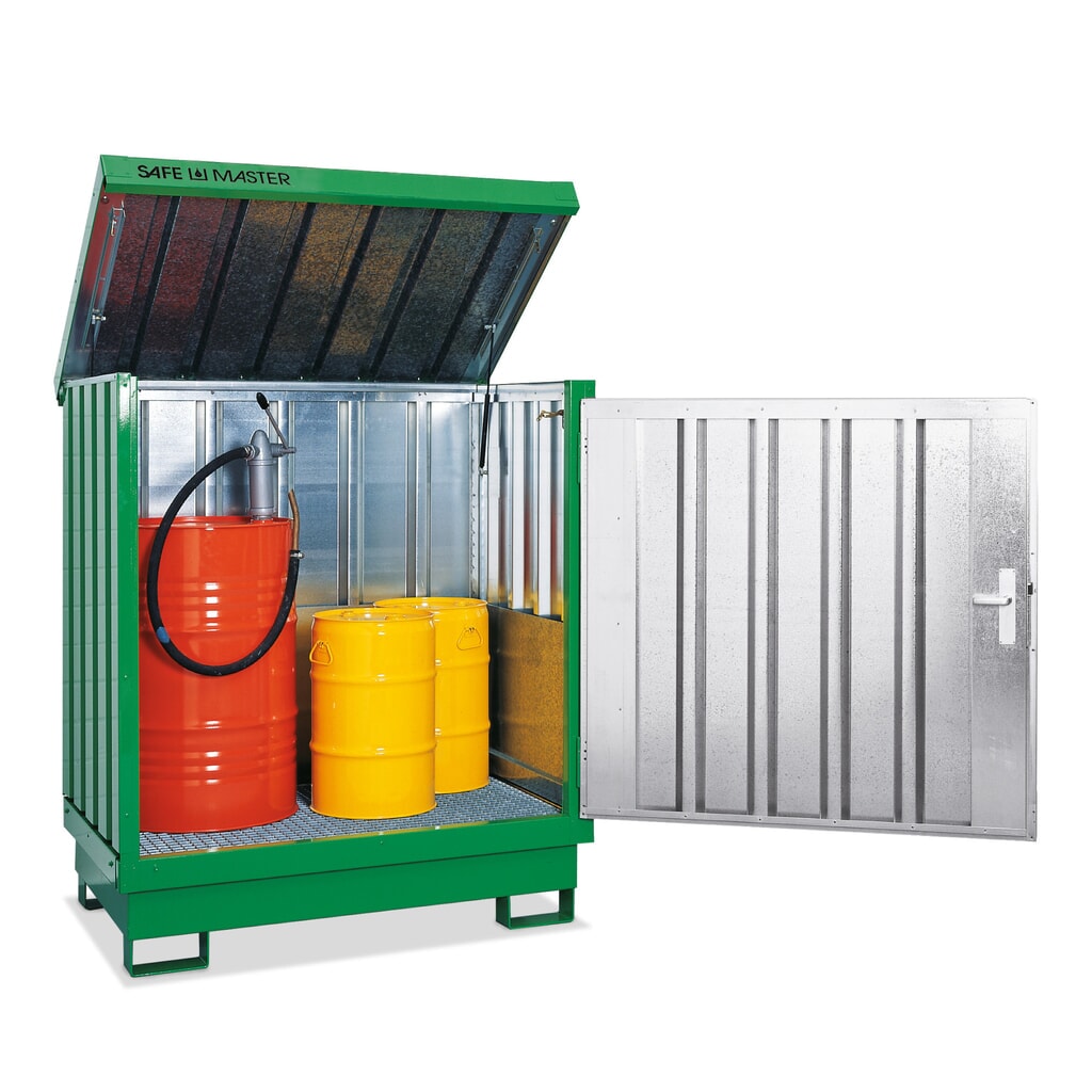 N° de l'image du produit 2 : Dépôt de Matériau dangereuses, galvanisé et peint, 4x 200 litres, HxLxP 1,610 x 1,420 x 1,490 mm, vert herbe