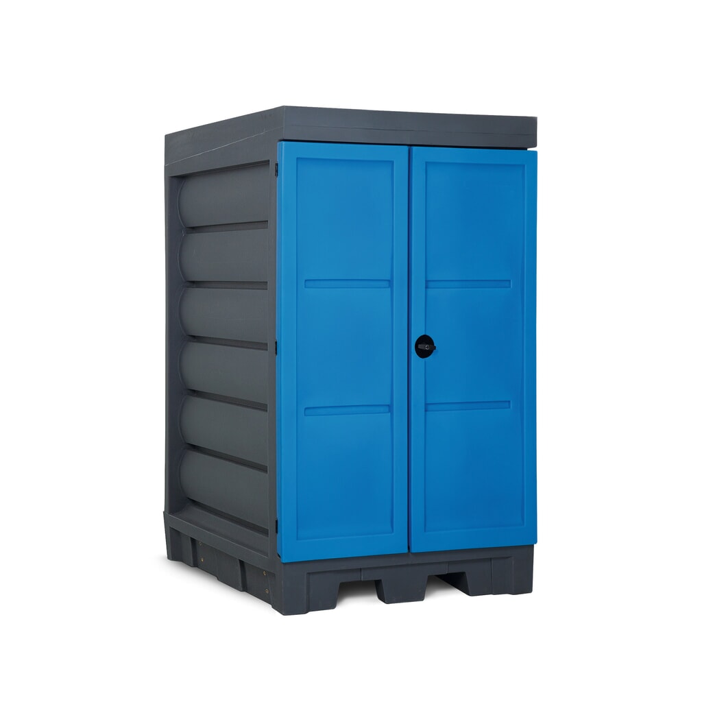 Dépôt pour matières dangereuses en PE, HxlxP 1 980 x 1 140 x 1 480 mm, 2x 200 l N° de l'image du produit 1 : Dépôt pour matières dangereuses en PE, HxlxP 1 980 x 1 140 x 1 480 mm, 2x 200 l