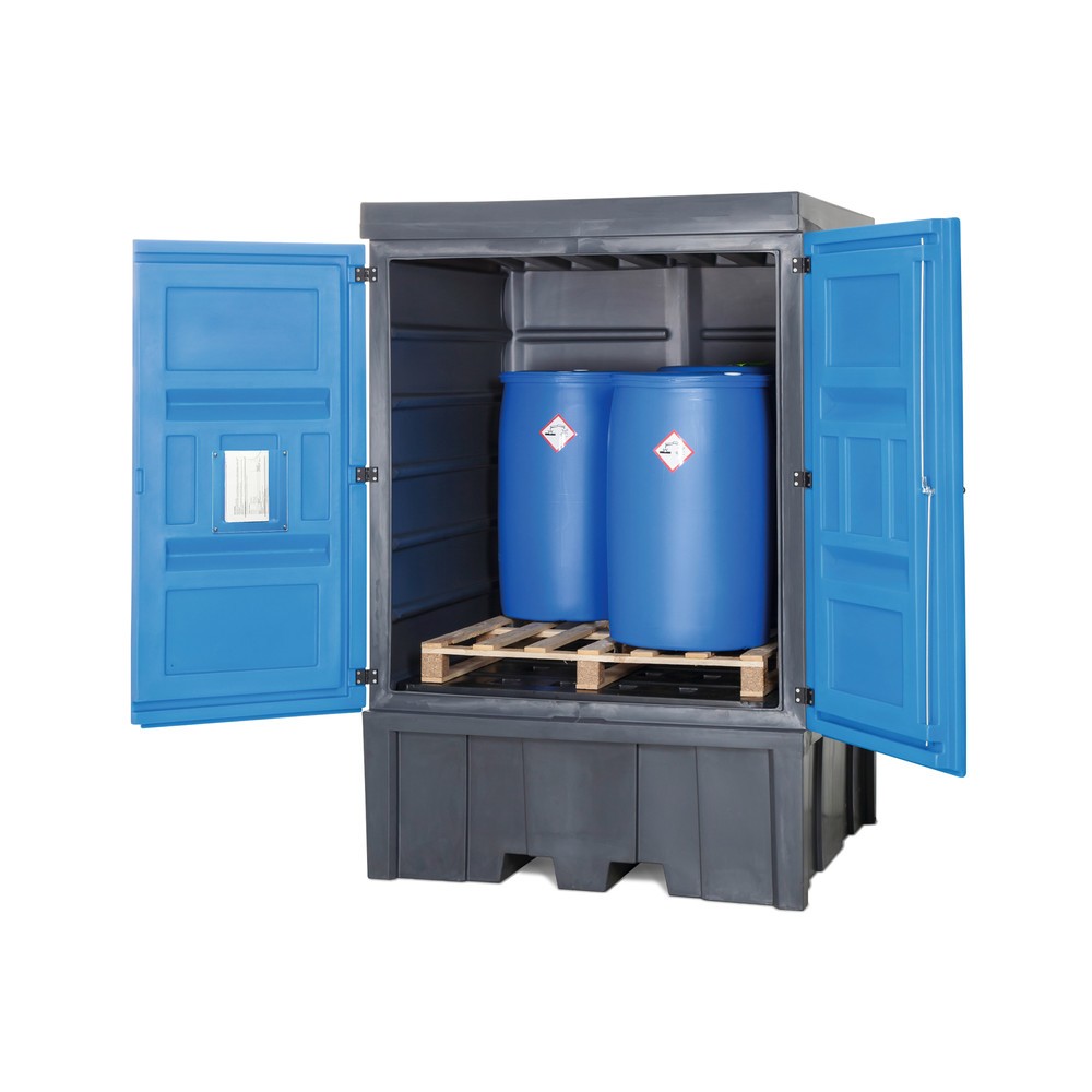 Numéro de l'image du produit 2: Dépôt pour matières dangereuses en PE, HxlxP 2 330 x 1 560 x 1 550 mm, 1x IBC ou 4x 200 l