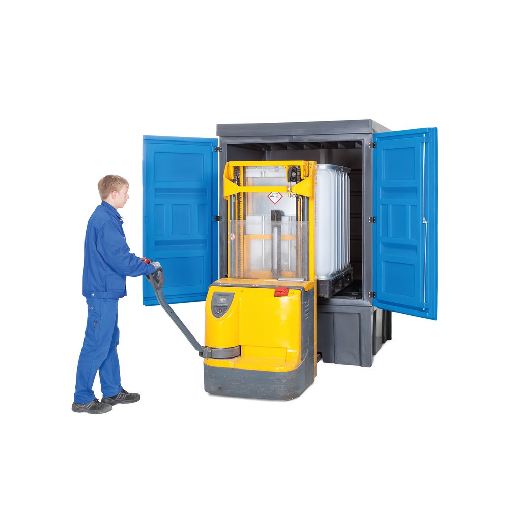 Numéro de l'image du produit 3: Dépôt pour matières dangereuses en PE, HxlxP 2 330 x 1 560 x 1 550 mm, 1x IBC ou 4x 200 l