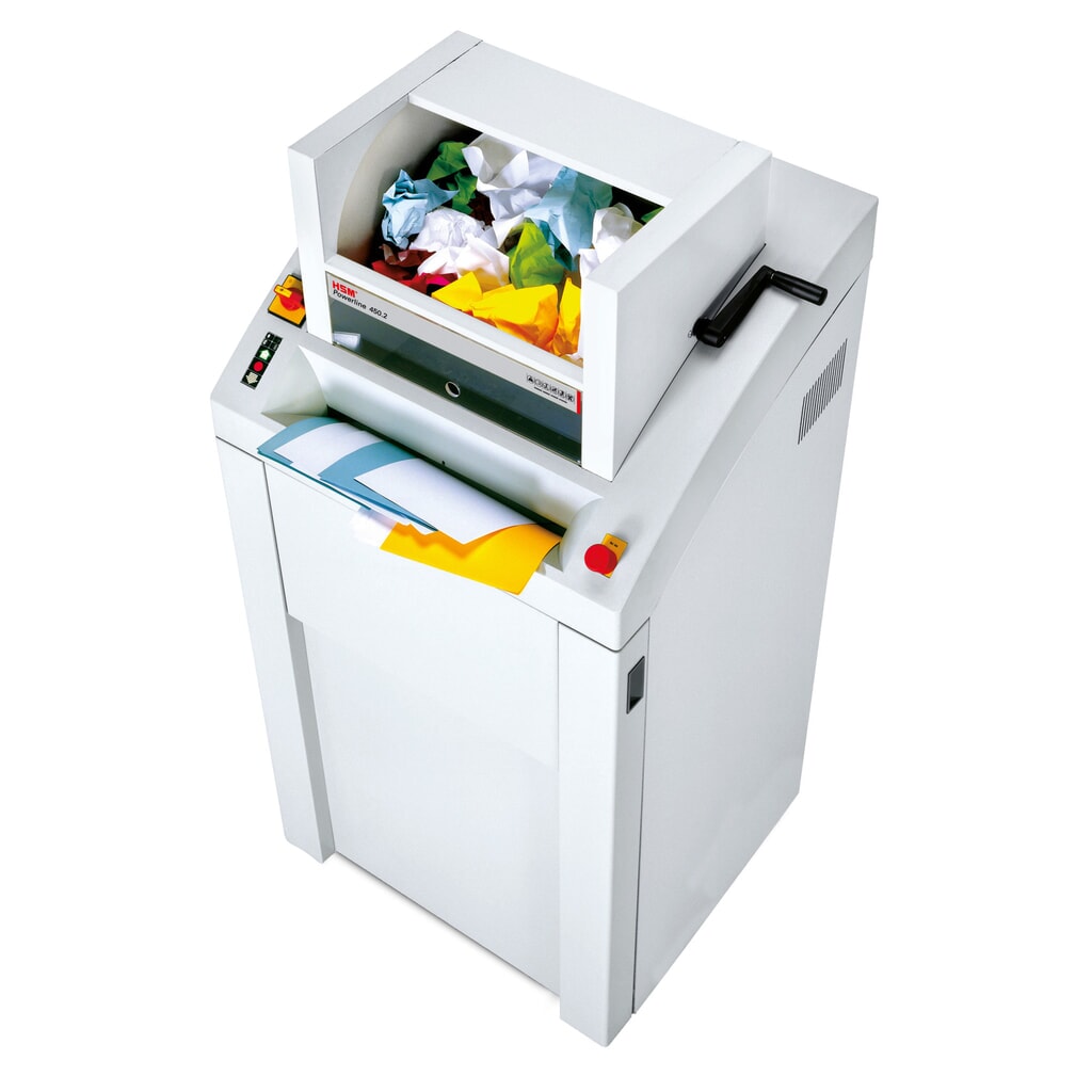 N° de l'image du produit 1 : Destructeur de documents grande capacité HSM Powerline 450.2, coupe croisée en particules 3,9 x 40 mm